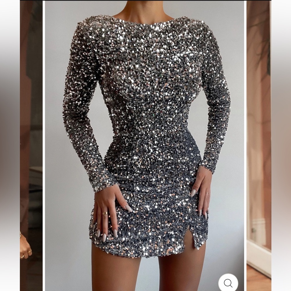 Silver sequin dress size small